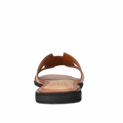Classic Brown Slide Flats Slippers | 538J-B