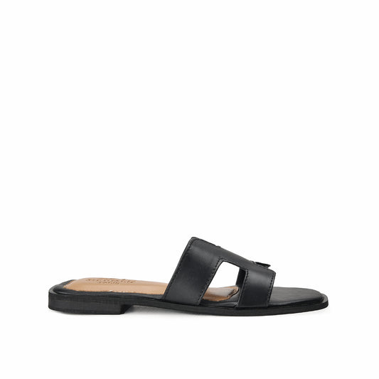 Classic Black Slide Flats Slippers| 538J-C