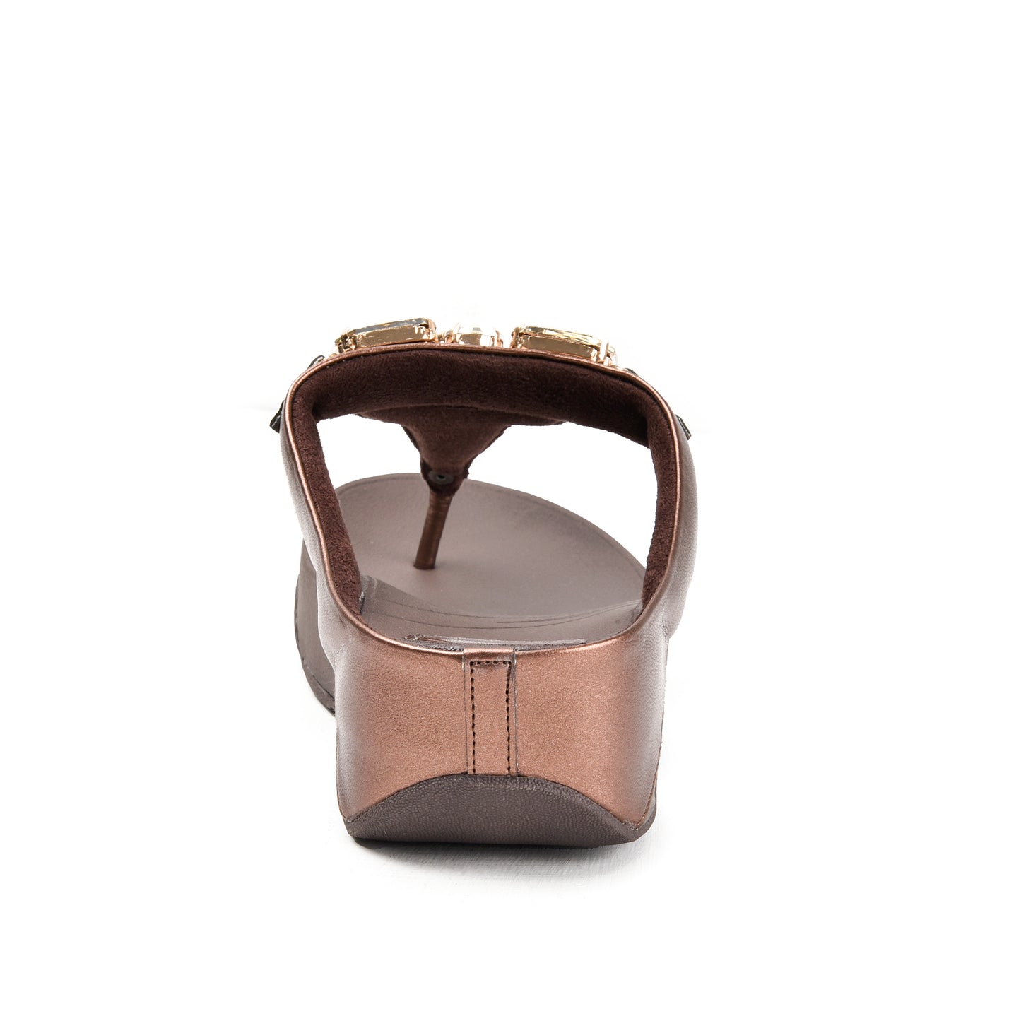 Elegant Bronze Jeweled Wedge Slippers | 720R-BX