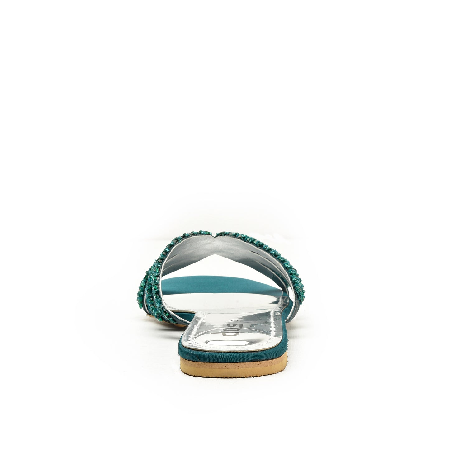 Chic Green Embellished Flats Slippers | 585J-K