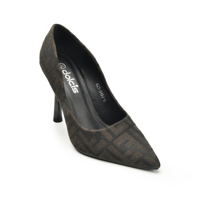 Elegant Black Patterned Stilettos | 443N-B