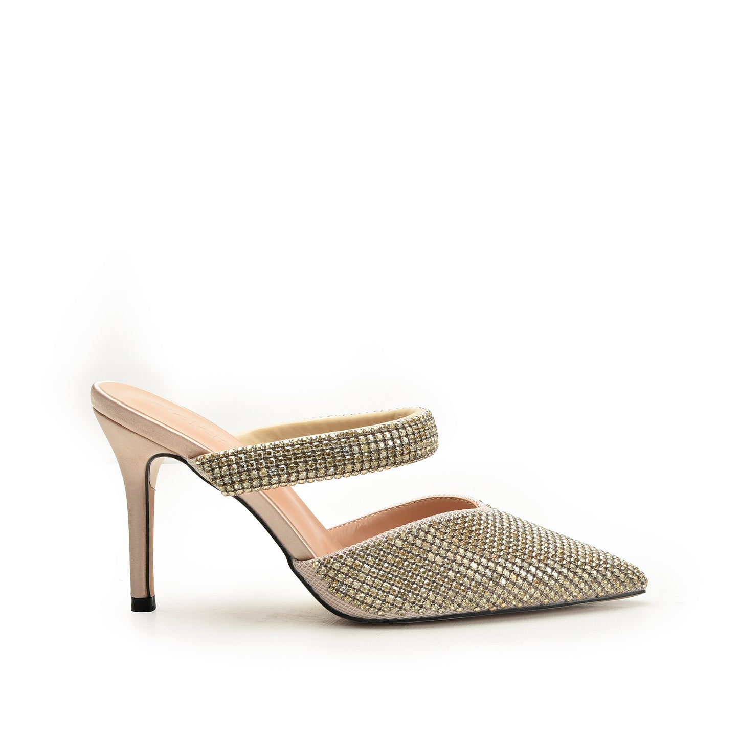 Gold Rhinestone Mesh Mules | 454N-X