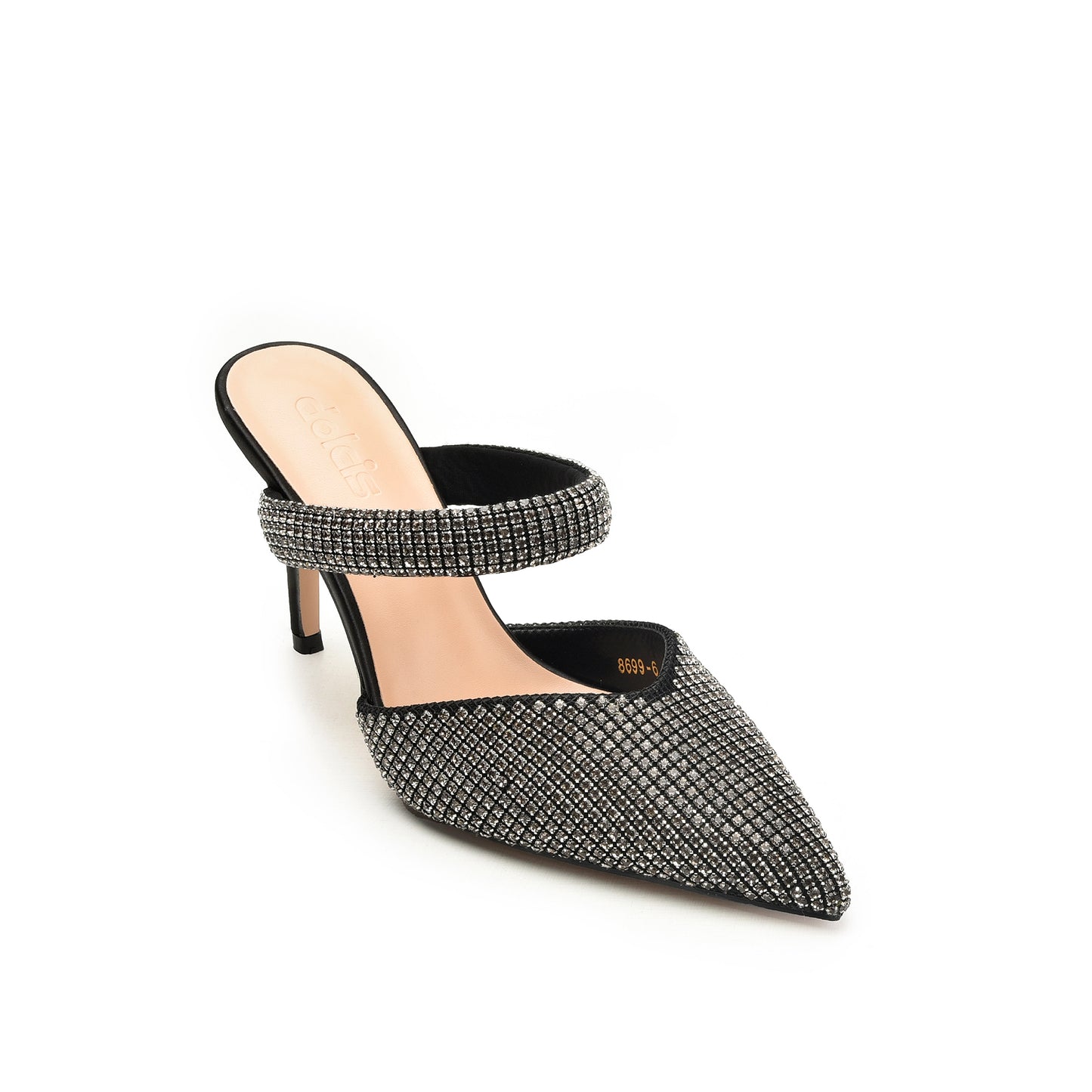Black Rhinestone Mesh Mules | 454N-C