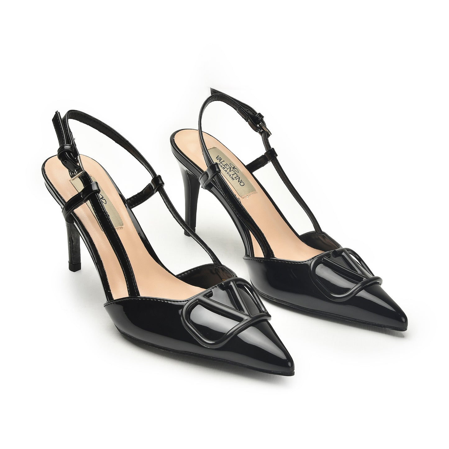 Black Patent Leather Slingback Heels | 449N-C
