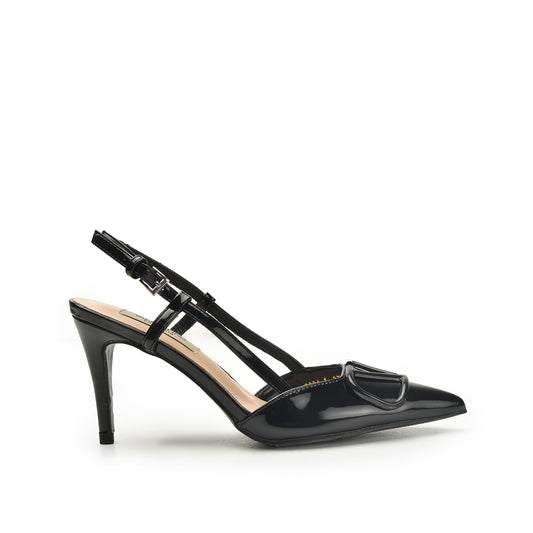 Black Patent Leather Slingback Heels | 449N-C