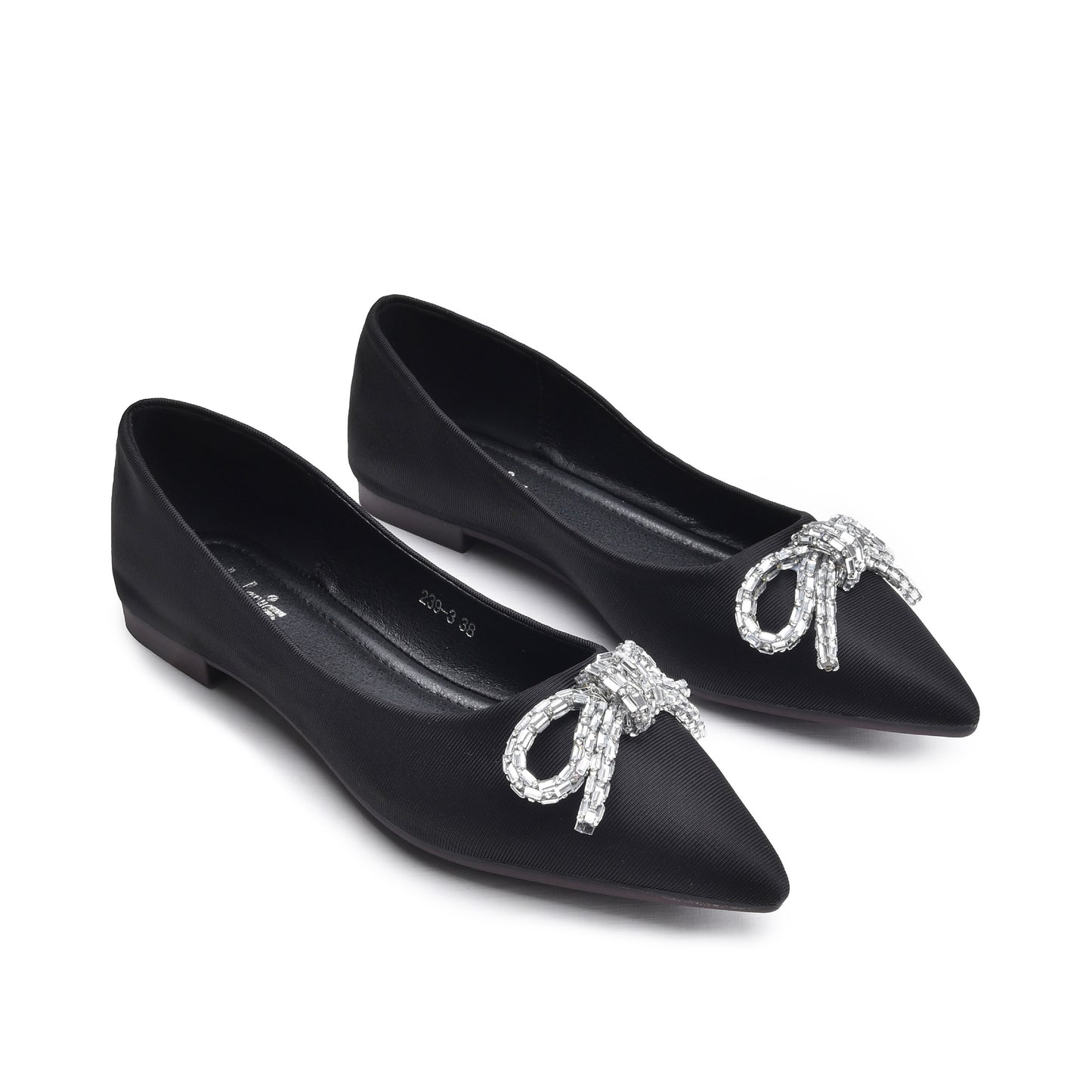 Chic Black Embellished Ballet Flats Slippers | 425N-C