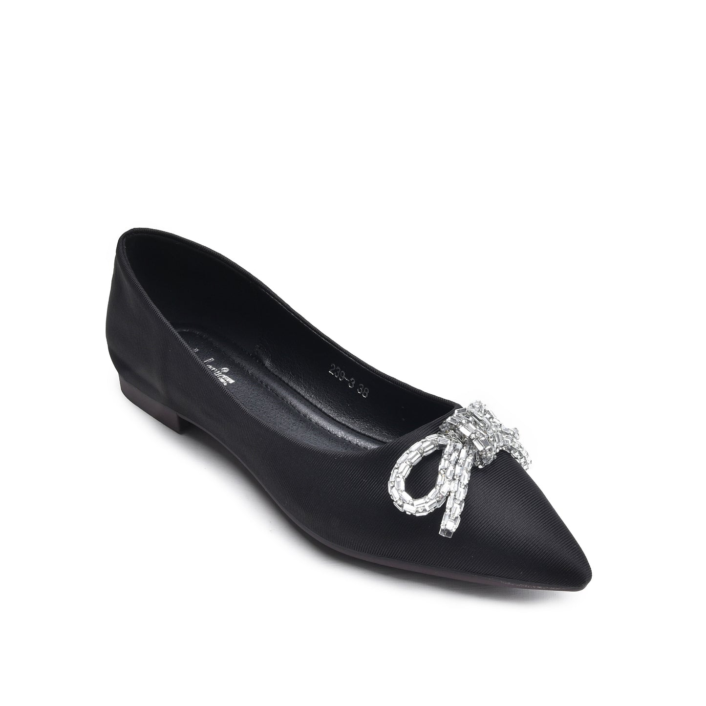 Chic Black Embellished Ballet Flats Slippers | 425N-C