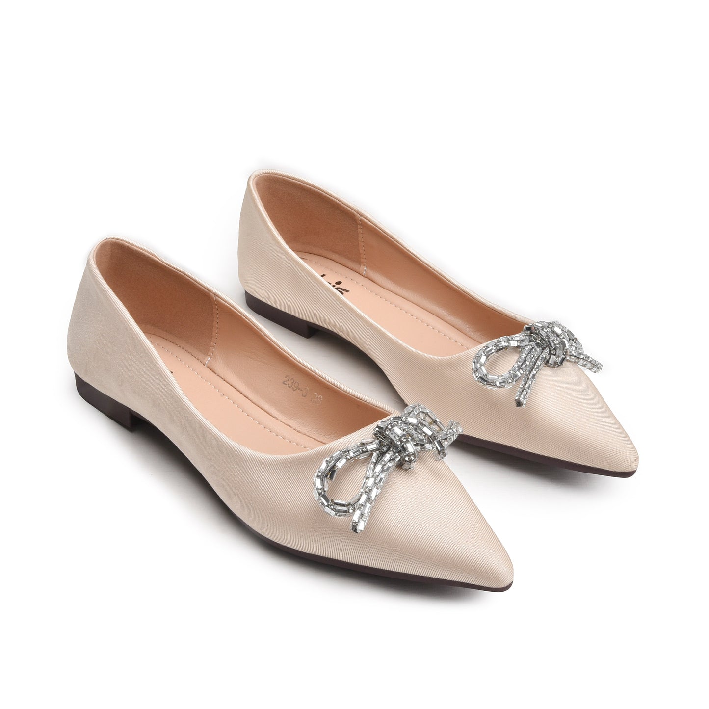 Elegant Beige Embellished Ballet Flats Slippers | 425N-X