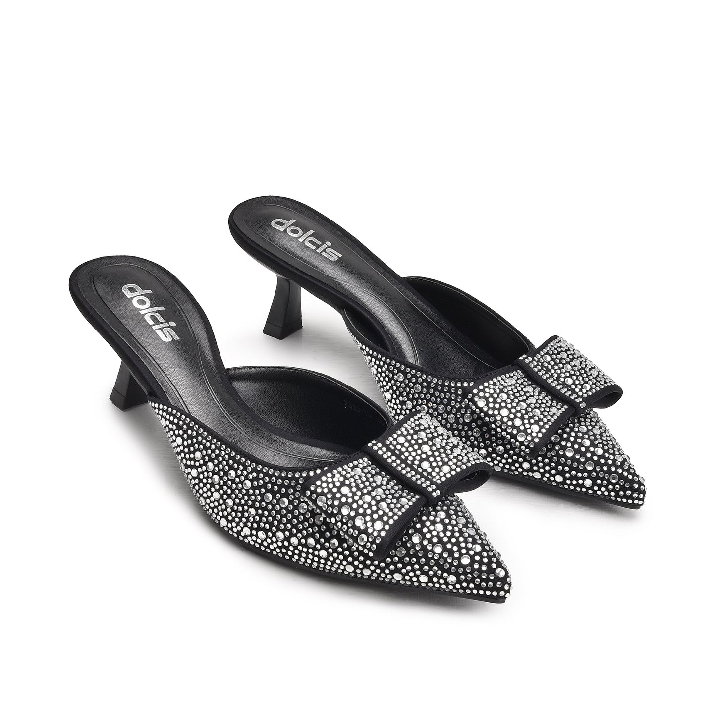 Glamorous Black Rhinestone Mules | 424N-C