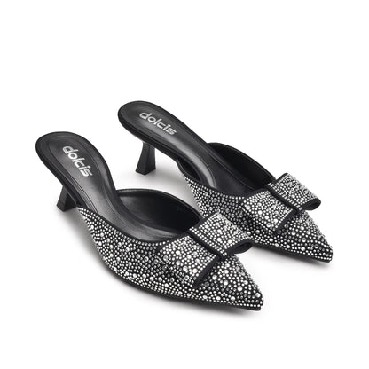 Glamorous Black Rhinestone Mules | 424N-C