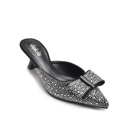 Glamorous Black Rhinestone Mules | 424N-C