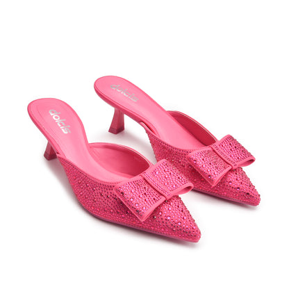 Vibrant Pink Rhinestone Mules | 424N-P