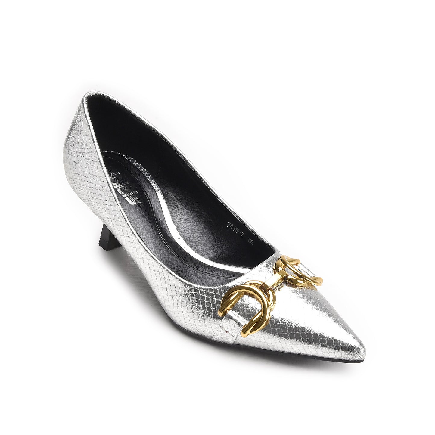 Stylish Silver Kitten Heel Pumps | 422N-S