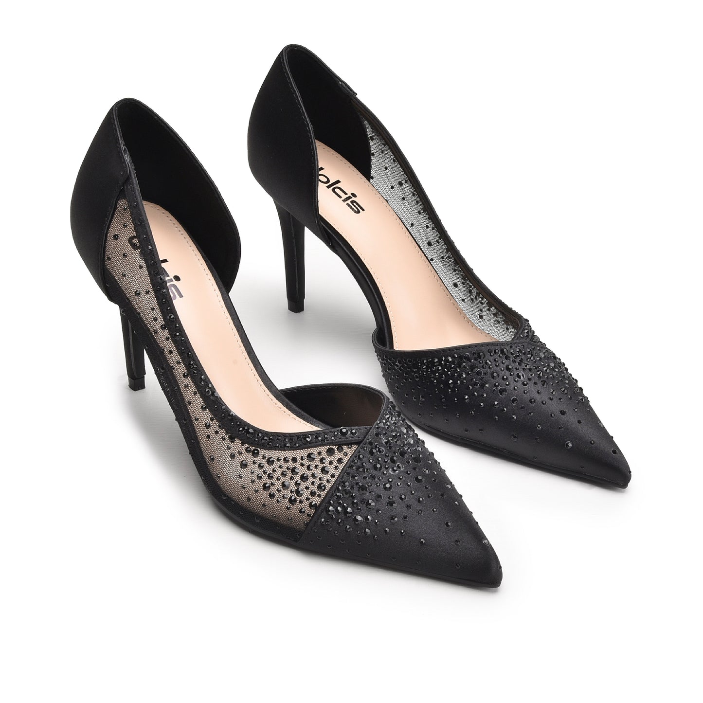 Elegant Black Rhinestone High Heel Pumps | 431N-C