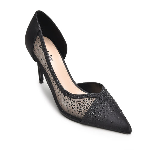 Elegant Black Rhinestone High Heel Pumps | 431N-C