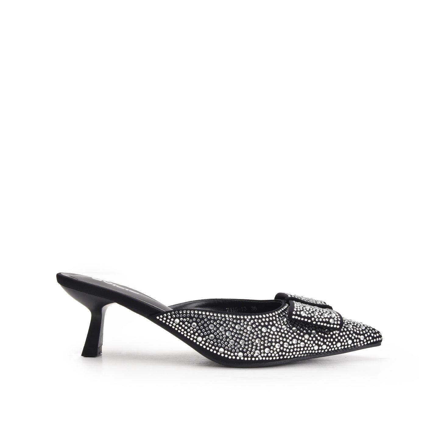Glamorous Black Rhinestone Mules | 424N-C