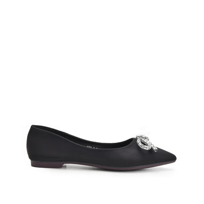 Chic Black Embellished Ballet Flats Slippers | 425N-C