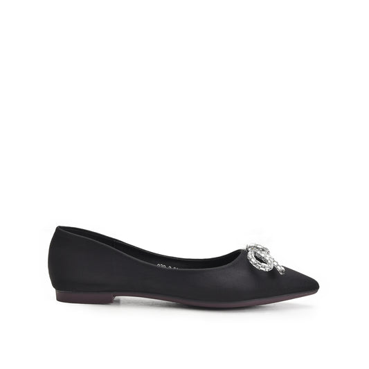 Chic Black Embellished Ballet Flats Slippers | 425N-C