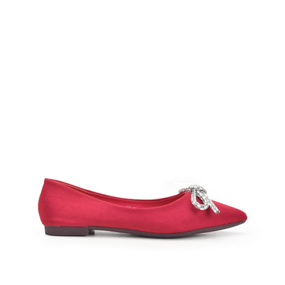 Stylish Red Embellished Ballet Flats Slippers | 425N-M