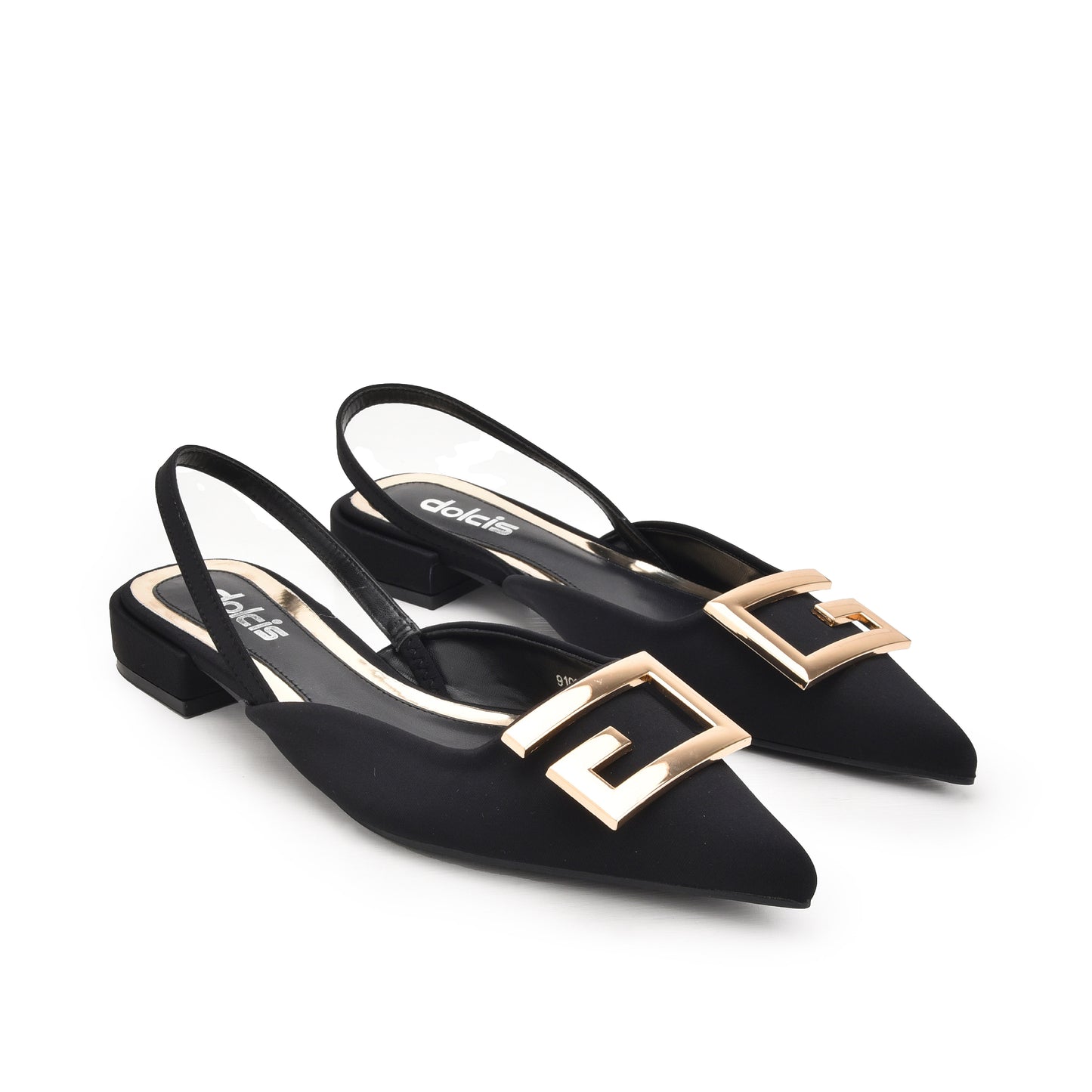 Elegant Black Buckle Slingback Flats Slippers | 420N-C
