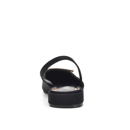 Elegant Black Buckle Slingback Flats Slippers | 420N-C