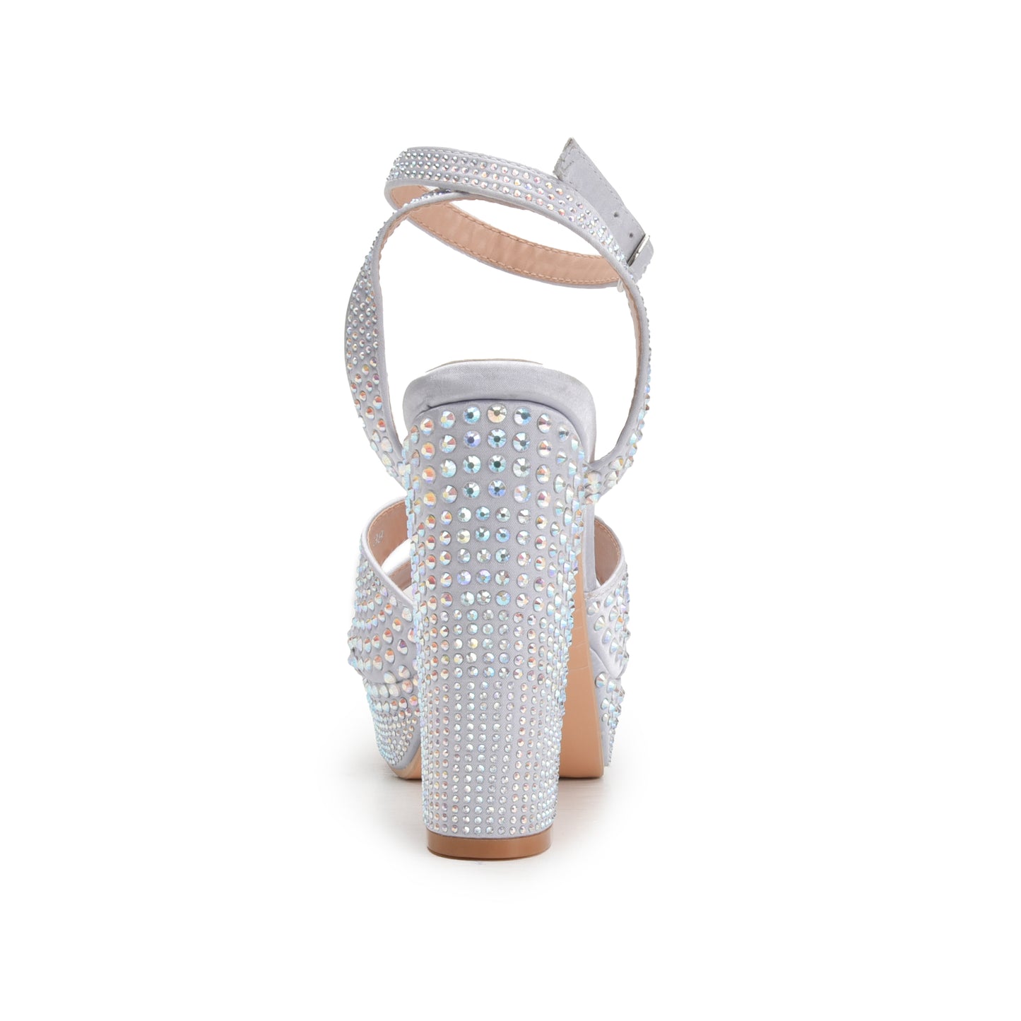 Glamorous Silver Block Heel Sandals with Rhinestones | 262G-S