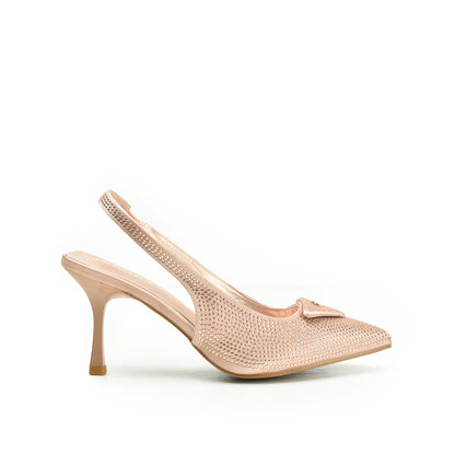 Glamorous Pink Rhinestone Slingback Heels | 438N-PX