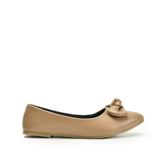 Elegant Beige Bow Ballet Flats Slippers | 434N-F
