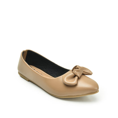 Elegant Beige Bow Ballet Flats Slippers | 434N-F