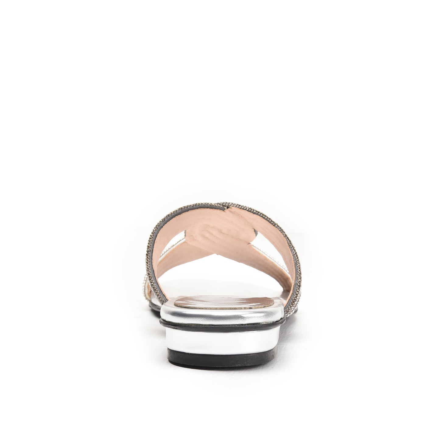 Stylish Silver Strappy Flats Slippers | 547L-S