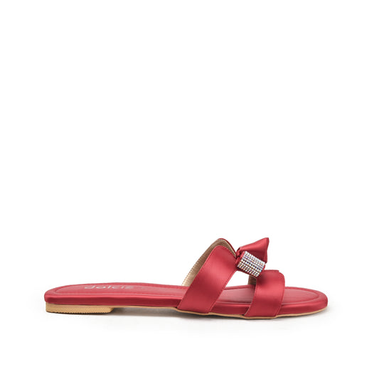 Chic Red Bow Slide Flats Slippers | 539L-M