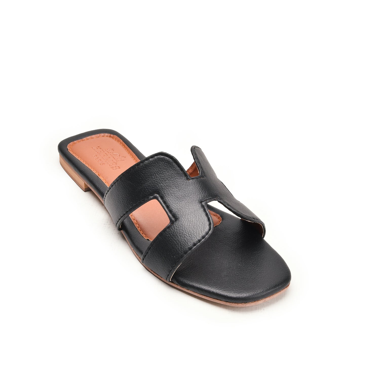 Black Slip-On Flats with Cut-Out Design Slippers | 597K-C