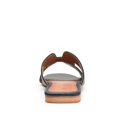 Black Slip-On Flats with Cut-Out Design Slippers | 597K-C