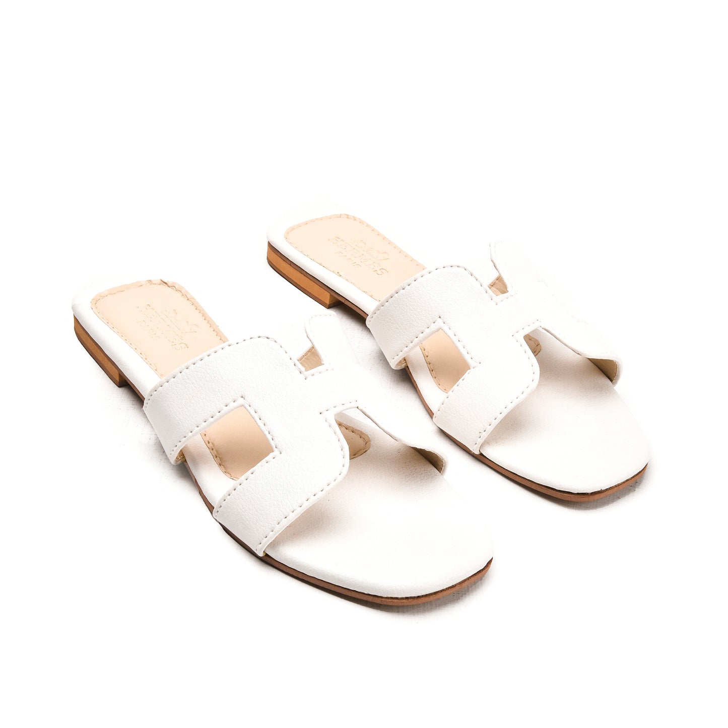 White Slip-On Flats with Cut-Out Design Slippers | 597K-W