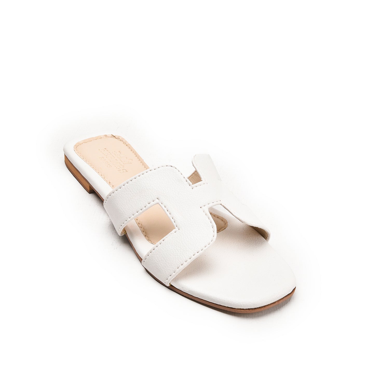 White Slip-On Flats with Cut-Out Design Slippers | 597K-W