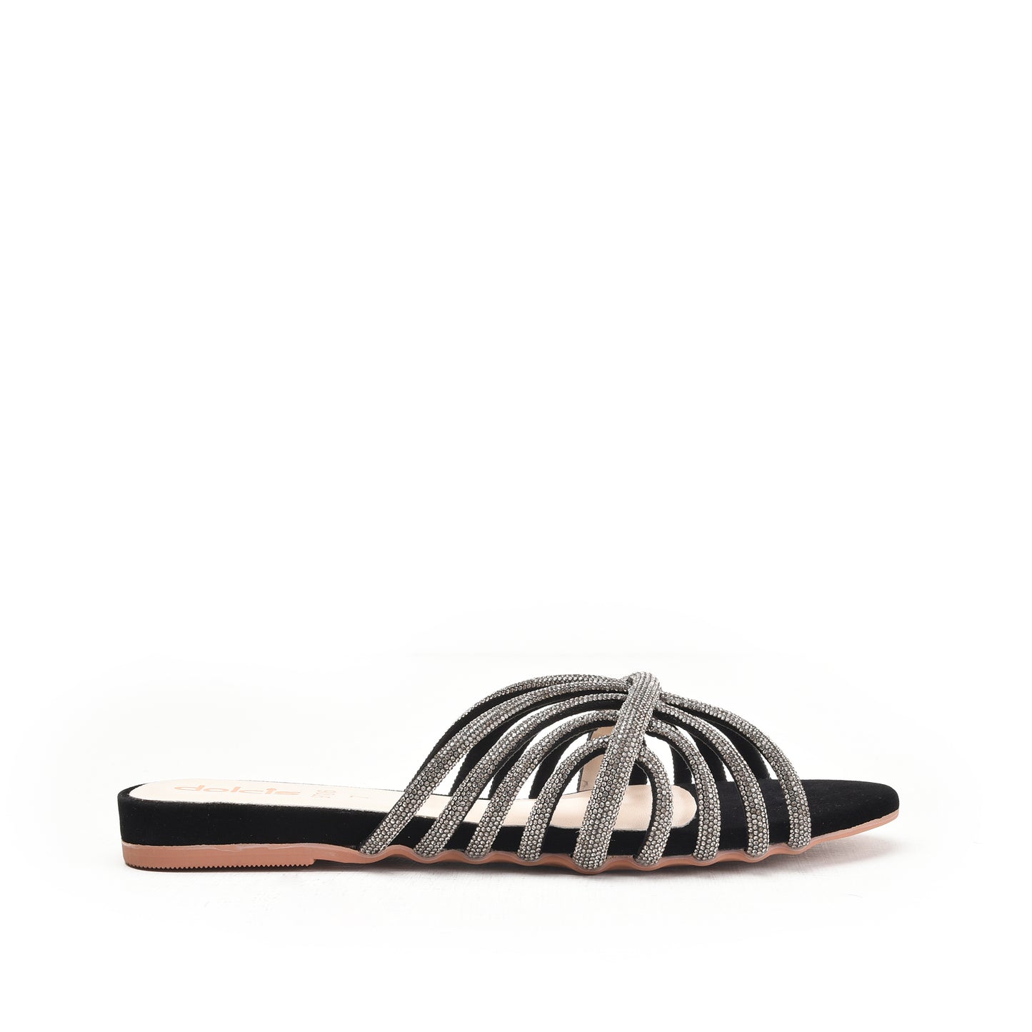 Stylish Black Strappy Flats Slippers| 563K-C
