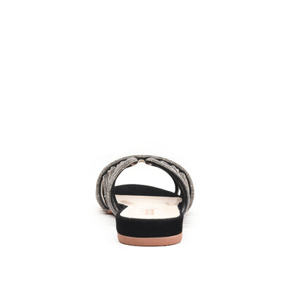 Stylish Black Strappy Flats Slippers| 563K-C