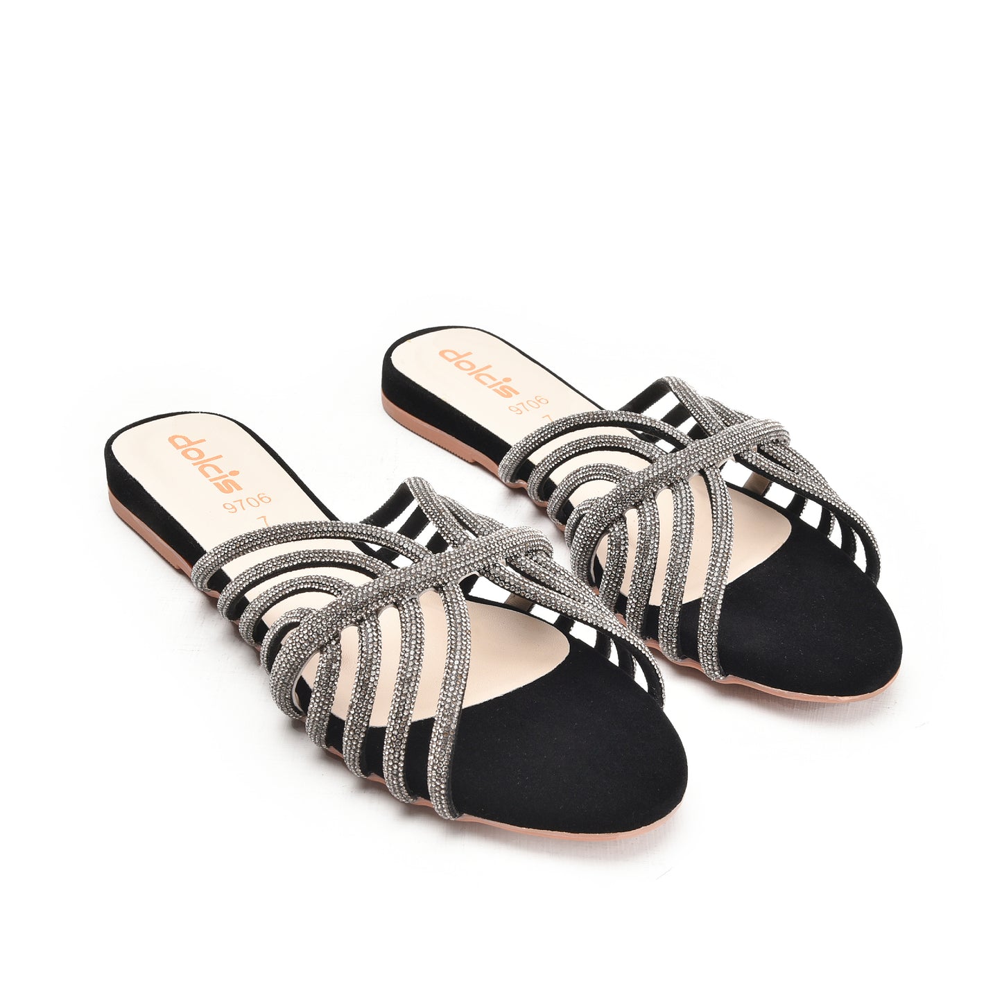 Stylish Black Strappy Flats Slippers| 563K-C
