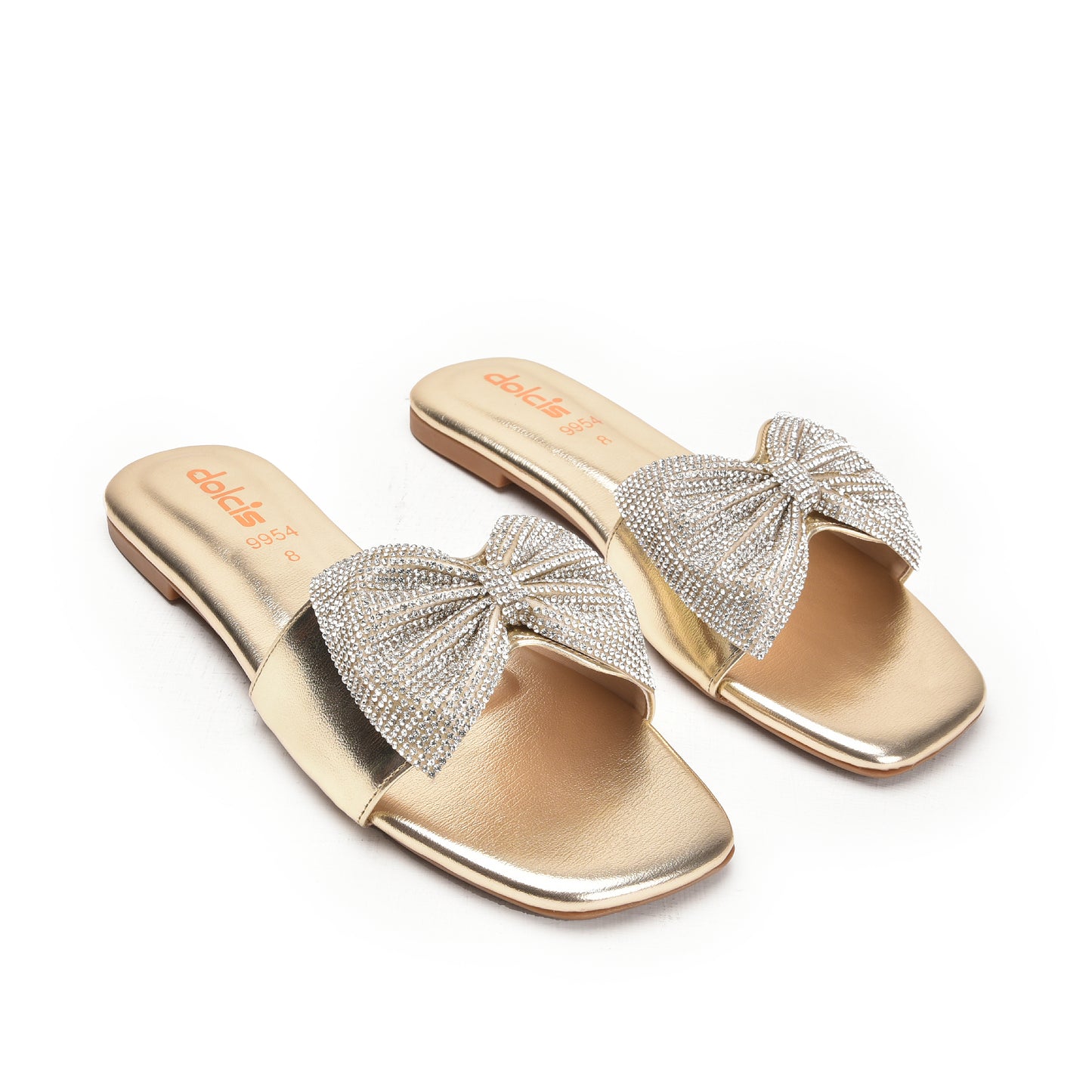 Elegant Gold Embellished Flats Slippers | 543L-X