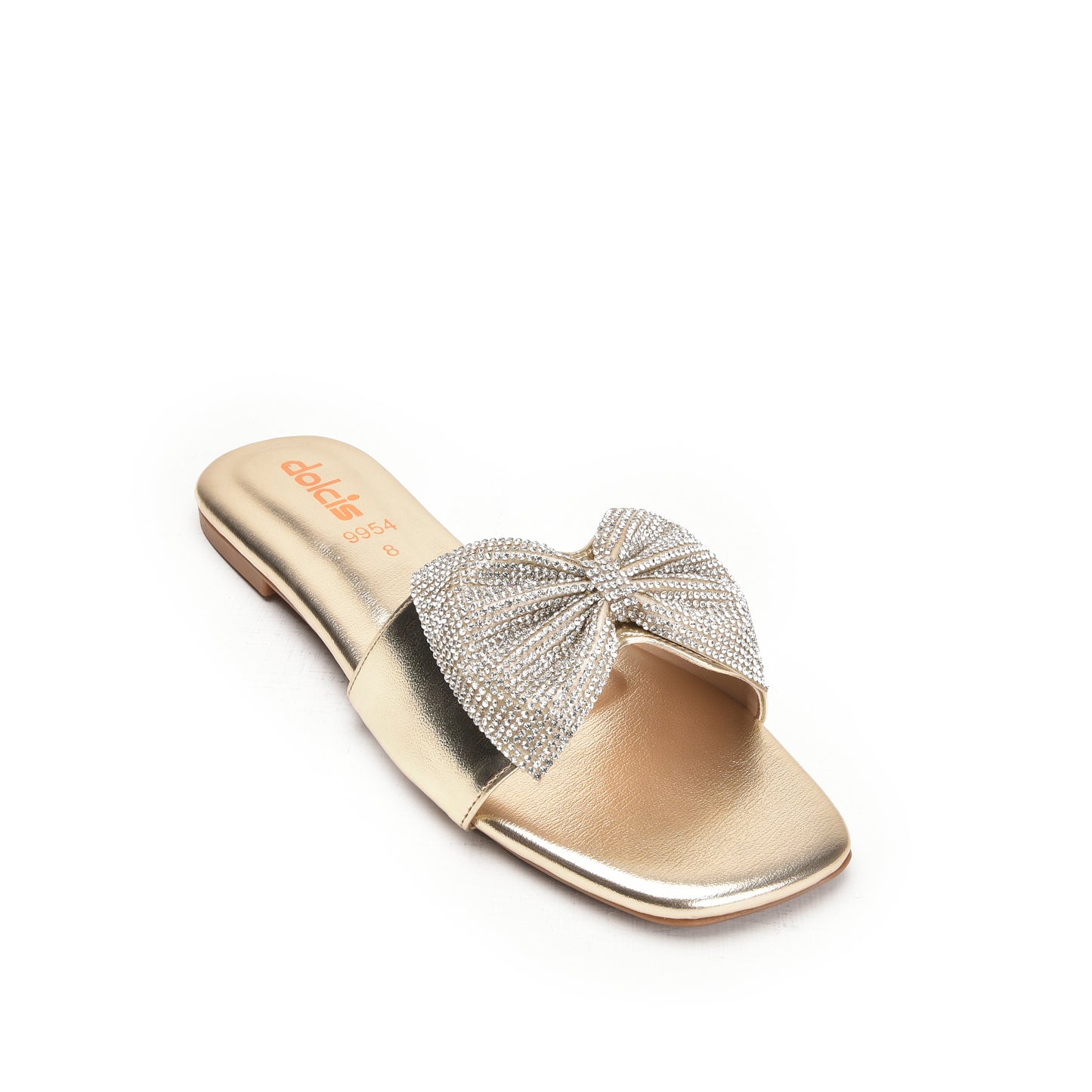 Elegant Gold Embellished Flats Slippers | 543L-X
