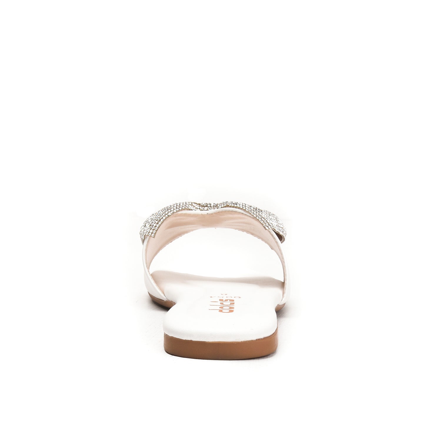 Elegant White Embellished Flats Slippers | 543L-W