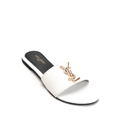 Chic White Croc-Embossed Flats Slippers| 513L-W