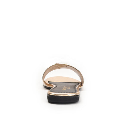 Luxurious Gold Croc-Embossed Flats Slippers | 513L-X