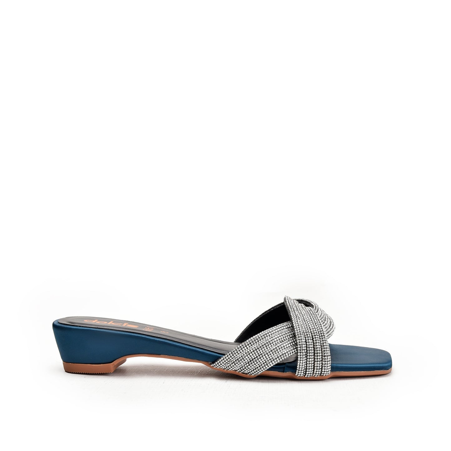 Chic Blue Strappy Heeled Flats Slippers | 548L-K