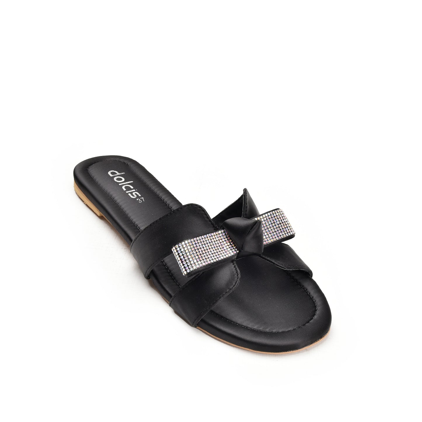 Elegant Black Bow Slide Flats Slippers | 539L-C