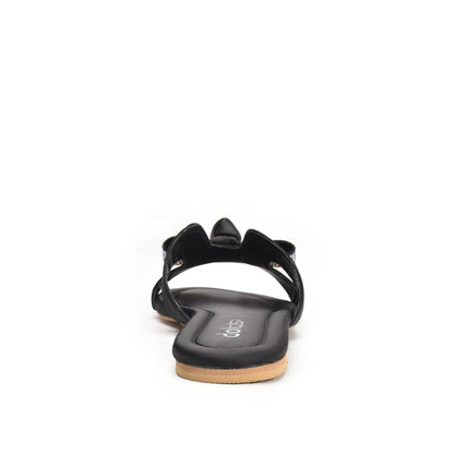 Elegant Black Bow Slide Flats Slippers | 539L-C