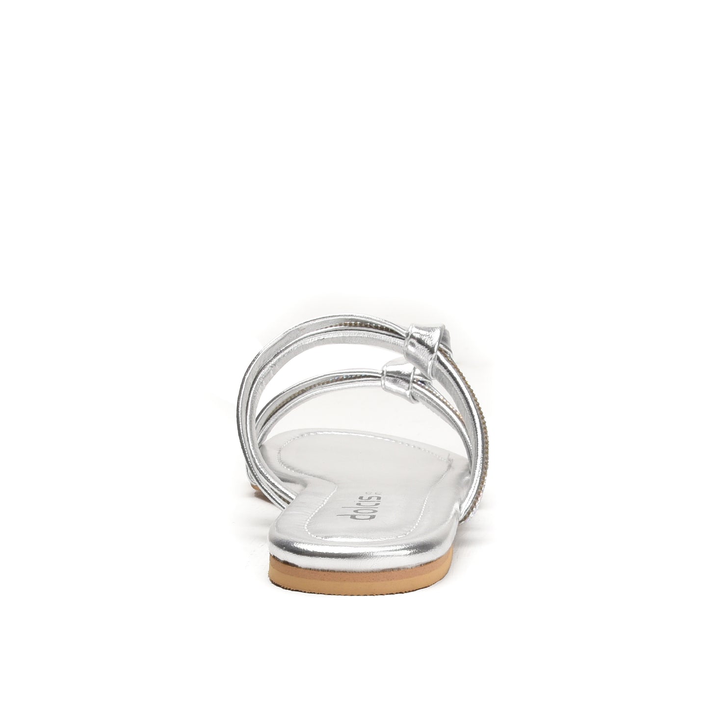 Glamorous Silver Strappy Flats Slippers | 540L-S