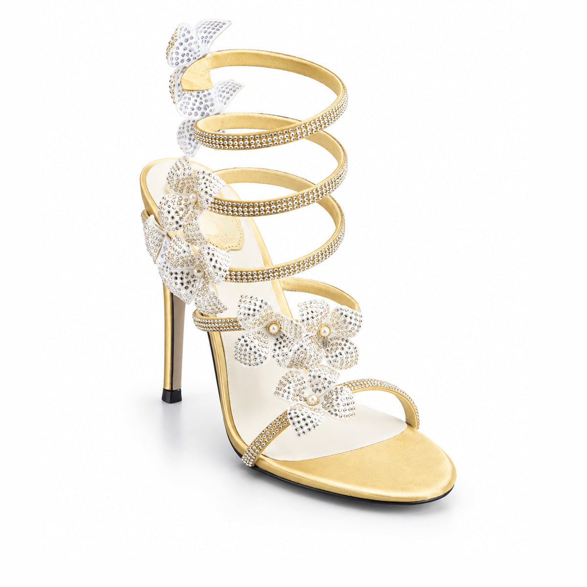 Golden Crystal Strap Party Heels |270H-X