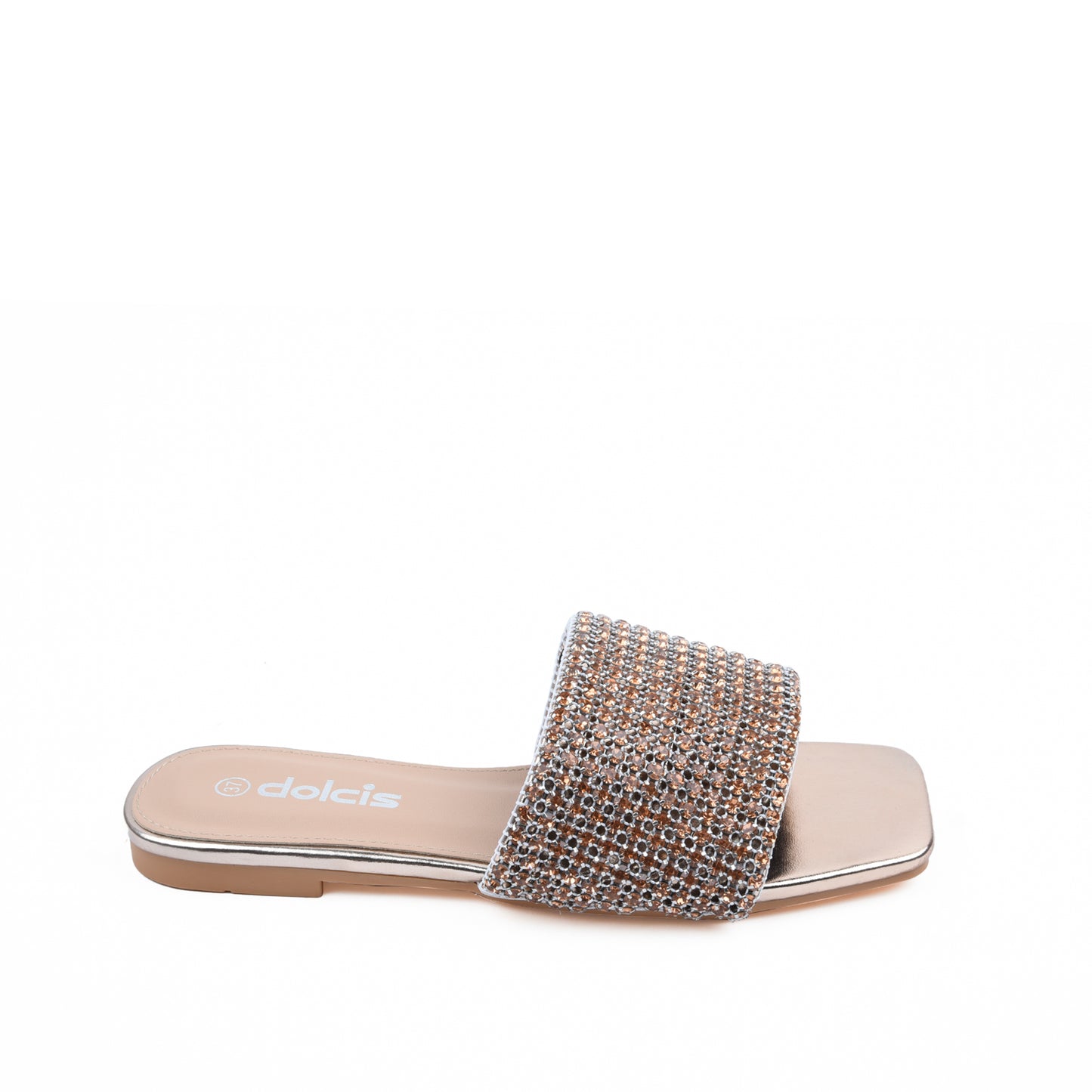 Chic Gold Embellished Flats Slippers | 590J-PX