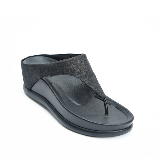 Sleek Black Comfort Slippers | 735R-C